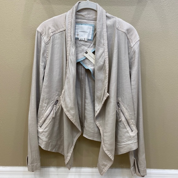 Anthropologie Gulliver Linen Blend Swing Draped Jacket.Size Xs. Stone color. NWT - Picture 2 of 10